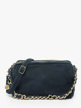 Cross Body Tas Vintage Leder Mila louise Blauw vintage 23673V